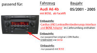Autoradio Radio mit XAV-AX1005DB - 2DIN Bluetooth | DAB+ | Apple CarPlay  | USB - Einbauzubehör - Einbauset passend für Audi A6 4b ab 2001 Bose CanBus und Lenkradfernbedienung 2 Radiotausch