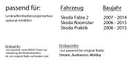 Skoda Roomster & Praktik 2DIN - Autoradio Radio mit...