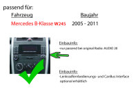 Autoradio Radio mit XAV-AX1005DB - 2DIN Bluetooth | DAB+ | Apple CarPlay  | USB - Einbauzubehör - Einbause für Mercedes B-Klasse Radiotausch