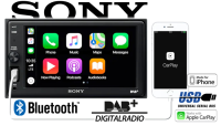 Autoradio Radio mit XAV-AX1005DB - 2DIN Bluetooth | DAB+ | Apple CarPlay  | USB - Einbauzubehör - Einbauset passend für Nissan Qashqai (J10) bis 2013 Radiotausch