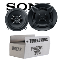 Sony XS-FB1330 - 13cm 3-Wege Koax Lautsprecher - Einbauset passend für Peugeot 306 Break Heck - justSOUND