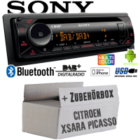 Autoradio Radio mit MEX-N7300BD | Bluetooth | DAB+ | CD/MP3/USB MultiColor iPhone - Android Auto - Einbauzubehör - Einbauset passend für Citroen Xsara Picasso