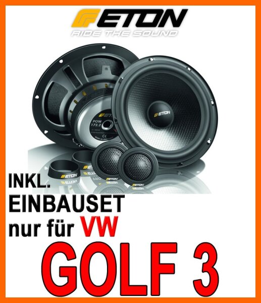 Lautsprecher - Eton POW 172.2 Compression - 16,5cm 2-Wege System - Einbauset passend für VW Golf 3 & Vento - justSOUND