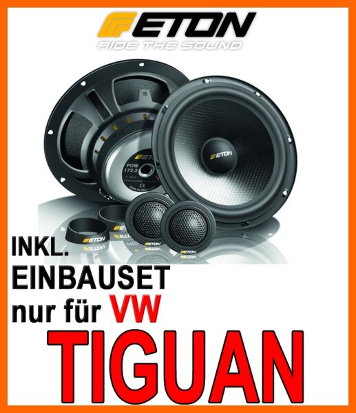 Lautsprecher vorne - Eton POW 172.2 Compression - 16,5cm 2-Wege System - Einbauset passend für VW Tiguan - justSOUND