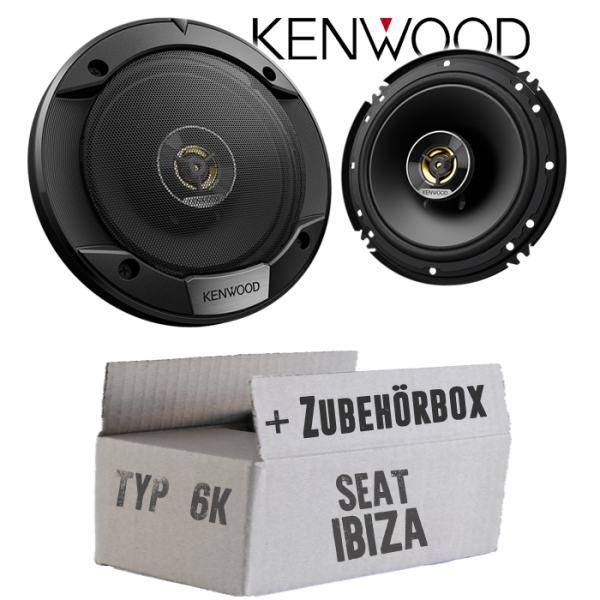 Lautsprecher Boxen Kenwood KFC-S1676EX - 16,5cm 2-Wege Koax Auto Einbauzubehör - Einbauset passend für Seat Ibiza 6K Front - justSOUND