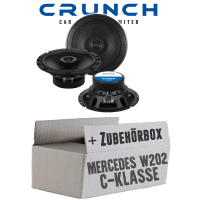 lasse W202 Front - Lautsprecher Boxen Crunch GTS62 - 16,5cm 2-Wege Koax GTS 62 Auto Einbauzubehör - Einbauset passend für Mercedes C-Klasse JUST SOUND best choice for caraudio