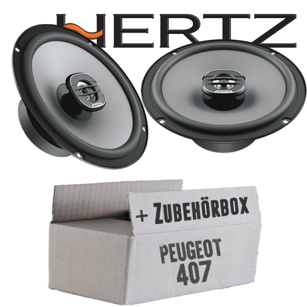 Lautsprecher Boxen Hertz X 165 - 16,5cm Koax Auto Einbauzubehör - Einbauset passend für Peugeot 407 - justSOUND
