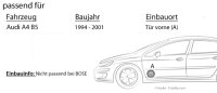 Lautsprecher Boxen Kenwood KFC-S1366 - 13cm 2-Wege Koax Auto Einbauzubehör - Einbauset passend für Audi A4 B5 - justSOUND