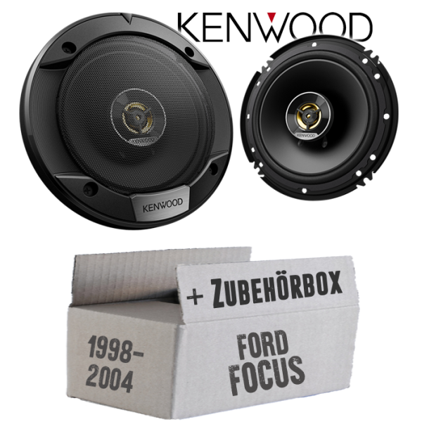 Lautsprecher Boxen Kenwood KFC-S1676EX - 16,5cm 2-Wege Koax Auto Einbauzubehör - Einbauset passend für Ford Focus 1 Front Heck - justSOUND