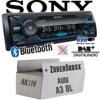 Autoradio Radio Sony DSX-A510BD - DAB+ | Bluetooth | MP3/USB - Einbauzubehör - Einbauset passend für Audi A3 8L AKTIV - justSOUND