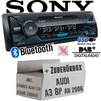Autoradio Radio Sony DSX-A510BD - DAB+ | Bluetooth | MP3/USB - Einbauzubehör - Einbauset passend für Audi A3 8P inkl. CanBus, Radio Chorus - justSOUND