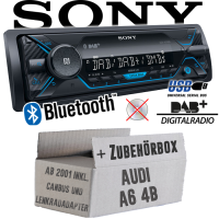 Autoradio Radio Sony DSX-A510BD - DAB+ | Bluetooth | MP3/USB - Einbauzubehör - Einbauset passend für Audi A6 4b ab 2001 CanBus und Lenkradfernbedienung 1- JUST SOUND best choice for caraudio