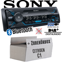 Autoradio Radio Sony DSX-A510BD - DAB+ | Bluetooth | MP3/USB - Einbauzubehör - Einbauset passend für Citroen C1 - justSOUND