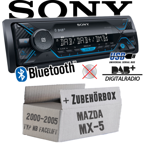 Autoradio Radio Sony DSX-A510BD - DAB+ | Bluetooth | MP3/USB - Einbauzubehör - Einbauset passend für Mazda MX- JUST SOUND best choice for caraudio