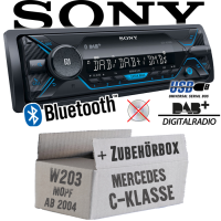 Autoradio Radio Sony DSX-A510BD - DAB+ | Bluetooth | MP3/USB - Einbauzubehör - Einbauset passend für Mercedes C-Klasse JUST SOUND best choice for caraudio