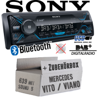 Autoradio Radio Sony DSX-A510BD - DAB+ | Bluetooth | MP3/USB - Einbauzubehör - Einbauset passend für Mercedes Vito / Viano 639 - justSOUND