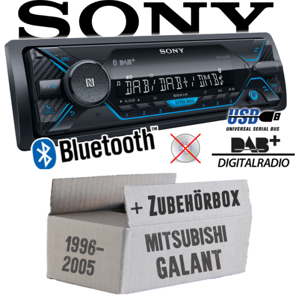Autoradio Radio Sony DSX-A510BD - DAB+ | Bluetooth | MP3/USB - Einbauzubehör - Einbauset passend für Mitsubishi Galant - justSOUND
