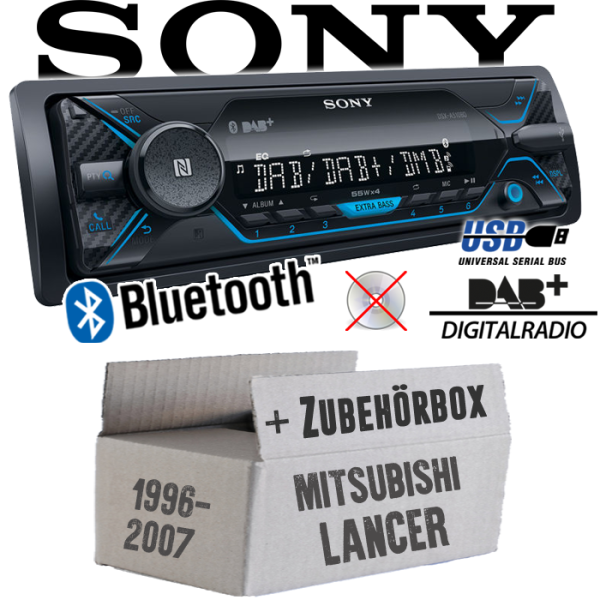 Autoradio Radio Sony DSX-A510BD - DAB+ | Bluetooth | MP3/USB - Einbauzubehör - Einbauset passend für Mitsubishi Lancer - justSOUND