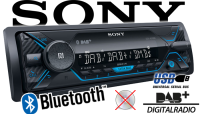 Autoradio Radio Sony DSX-A510BD - DAB+ | Bluetooth | MP3/USB - Einbauzubehör - Einbauset passend für Smart ForTwo 450 blau - justSOUND