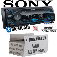 Autoradio Radio Sony DSX-A510BD - DAB+ | Bluetooth | MP3/USB - Einbauzubehör - Einbauset passend für Audi A3 8P inkl. CanBus und Bose - justSOUND
