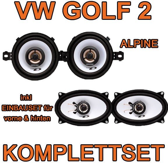 Lautsprecher - Alpine Komplettset für vorne & hinten für VW Golf 2 - justSOUND