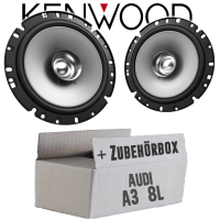 Lautsprecher Boxen Kenwood KFC-S1756 - 16,5cm Koax Auto Einbauzubehör - Einbauset passend für Audi A3 8L Heck - justSOUND