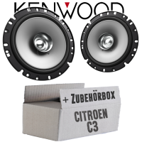 Lautsprecher Boxen Kenwood KFC-S1756 - 16,5cm Koax Auto Einbauzubehör - Einbauset passend für Citroen C3 + Pluriel - justSOUND