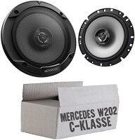 lasse W202 Front - Lautsprecher Boxen Kenwood KFC-S1766 - 16,5cm 2-Wege Koax Auto Einbauzubehör - Einbauset passend für Mercedes C-Klasse JUST SOUND best choice for caraudio