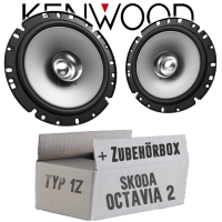 Lautsprecher Boxen Kenwood KFC-S1756 - 16,5cm Koax Auto Einbauzubehör - Einbauset passend für Skoda Octavia 2 1Z Heck - justSOUND