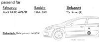 Lautsprecher Boxen Pioneer TS-G1730F - 16,5cm 3-Wege Koax Paar PKW 300WATT Koaxiallautsprecher Auto Einbausatz - Einbauset passend für Audi A4 B5 Avant Heck - justSOUND