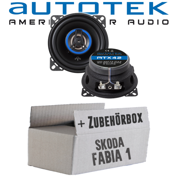 Lautsprecher Boxen Autotek ATX-42 | 2-Wege 10cm Koax Lautsprecher 100mm Auto Einbauzubehör - Einbauset passend für Skoda Fabia 1 6Y Heck - justSOUND