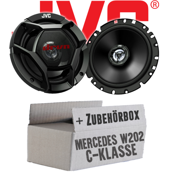 lasse W202 Front - JVC CS-DR1720 - 16,5cm 2-Wege Koax-Lautsprecher - Einbauset passend für Mercedes C-Klasse JUST SOUND best choice for caraudio