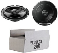 Lautsprecher Boxen Pioneer TS-G1720F - 16,5cm 2-Wege Koax Koaxiallautsprecher Auto Einbausatz - Einbauset passend für Peugeot 206 - justSOUND