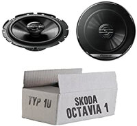 Lautsprecher Boxen Pioneer TS-G1720F - 16,5cm 2-Wege Koax Koaxiallautsprecher Auto Einbausatz - Einbauset passend für Skoda Octavia 1 1U Front - justSOUND