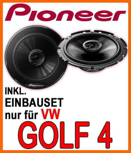 Lautsprecher - Pioneer TS-G1720F - 16,5cm 2-Wege 300 Watt Koax Einbauset passend für VW Golf 4 - justSOUND