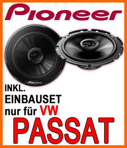 Lautsprecher - Pioneer TS-G1720F - 16,5cm 2-Wege 300 Watt Koax Einbauset passend für VW Passat 3C & CC Heck - justSOUND