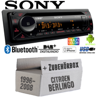 Autoradio Radio mit MEX-N7300BD | Bluetooth | DAB+ | CD/MP3/USB MultiColor iPhone - Android Auto - Einbauzubehör - Einbauset passend für Citroen Berlingo