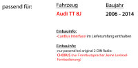 Autoradio Radio mit MEX-N7300BD | Bluetooth | DAB+ | CD/MP3/USB MultiColor iPhone - Android Auto - Einbauzubehör - Einbauset passend für Audi TT 8J inkl. CanBus Chorus