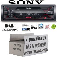 Autoradio Radio Sony DSX-A310DAB - DAB+ | MP3/USB - Einbauzubehör - Einbauset passend für Alfa Romeo 159 Spider Brera - justSOUND
