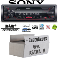 Autoradio Radio Sony DSX-A310DAB - DAB+ | MP3/USB - Einbauzubehör - Einbauset passend für Opel Astra H schwarz - justSOUND