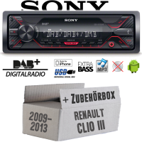 Autoradio Radio Sony DSX-A310DAB - DAB+ | MP3/USB - Einbauzubehör - Einbauset passend für Renault Clio 3 FL - justSOUND