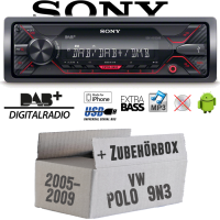 Autoradio Radio Sony DSX-A310DAB - DAB+ | MP3/USB - Einbauzubehör - Einbauset passend für VW Polo 9N3 - justSOUND