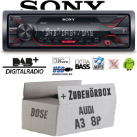 Autoradio Radio Sony DSX-A310DAB - DAB+ | MP3/USB - Einbauzubehör - Einbauset passend für Audi A3 8P BOSE - justSOUND