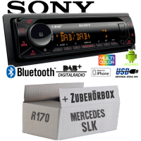 Autoradio Radio mit MEX-N7300BD | Bluetooth | DAB+ | CD/MP3/USB MultiColor iPhone - Android Auto - Einbauzubehör - Einbauset passend für Mercedes SLK R170