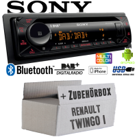 Renault Twingo 1 - Autoradio Radio mit MEX-N7300BD | Bluetooth | DAB+ | CD/MP3/USB MultiColor iPhone - Android Auto - Einbauzubehör - Einbauset