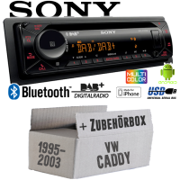 Autoradio Radio mit MEX-N7300BD | Bluetooth | DAB+ | CD/MP3/USB MultiColor iPhone - Android Auto - Einbauzubehör - Einbauset passend für VW Caddy 2 9U 9KV