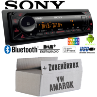 Autoradio Radio mit MEX-N7300BD | Bluetooth | DAB+ | CD/MP3/USB MultiColor iPhone - Android Auto - Einbauzubehör - Einbauset passend für VW Amarok -inkl. Lenkradfernbedienungsadapter und CanBus Adapter