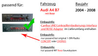 Autoradio Radio mit MEX-N7300BD | Bluetooth | DAB+ | CD/MP3/USB MultiColor iPhone - Android Auto - Einbauzubehör - Einbauset passend für Audi A4 B7 inkl. CanBus Lenkradfernbedienung Chorus Concert BOSE 1DIN