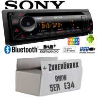 Autoradio Radio mit MEX-N7300BD | Bluetooth | DAB+ | CD/MP3/USB MultiColor iPhone - Android Auto - Einbauzubehör - Einbauset passend für BMW 5er E34