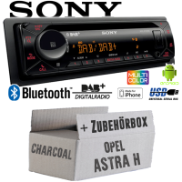 Autoradio Radio mit MEX-N7300BD | Bluetooth | DAB+ | CD/MP3/USB MultiColor iPhone - Android Auto - Einbauzubehör - Einbauset passend für Opel Astra H charcoal
